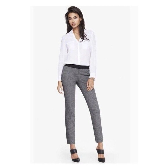 Express Editor Women's Gray Ankle Pants - Picture 1 of 7